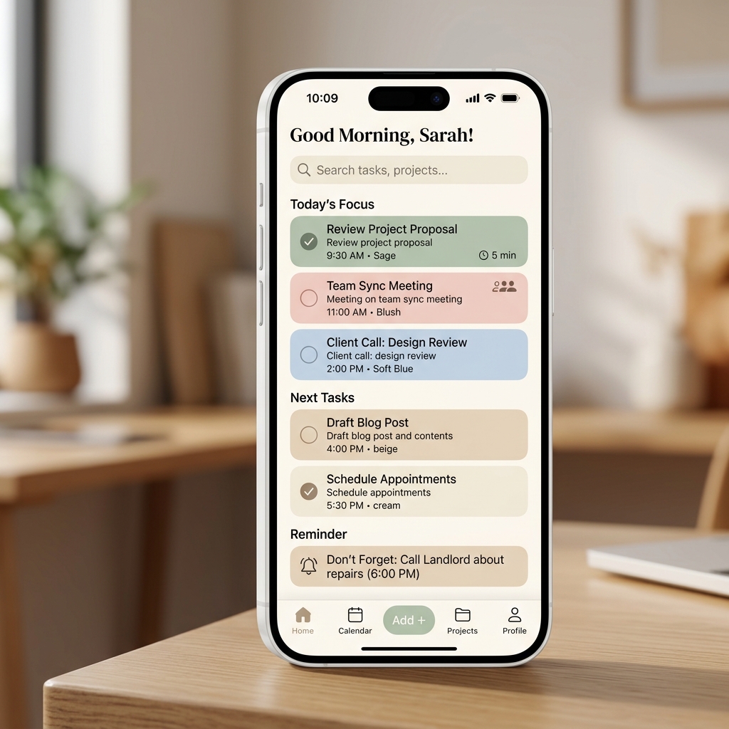 Daily Organisation App Interface Layout and UI Density Modes